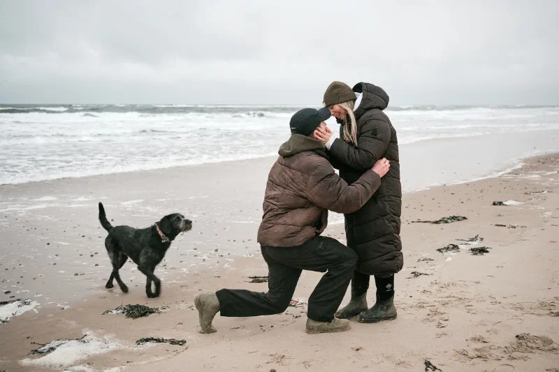 Surpise Engagement Session Cresswell Beach Northumberland North East England Nort Sea Coast