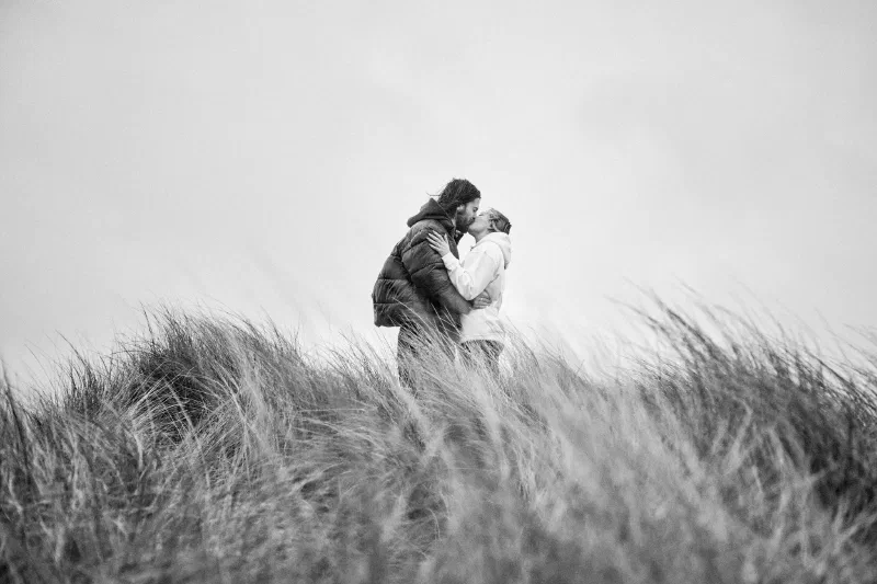 Surprise proposal couple photos Cresswell beach north east